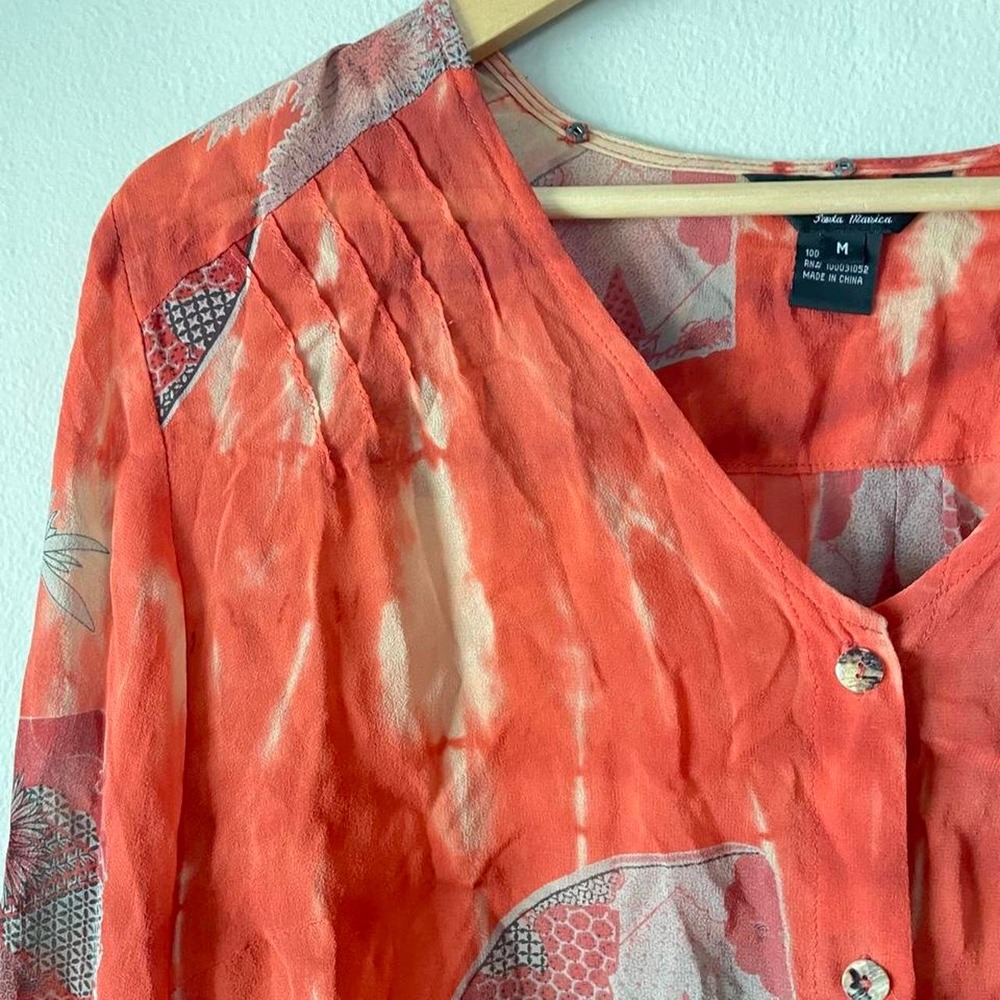 Artisan Citron 100% Silk Hand Dyed Boho Blouse & Scarf Set - Picture 5 of 8